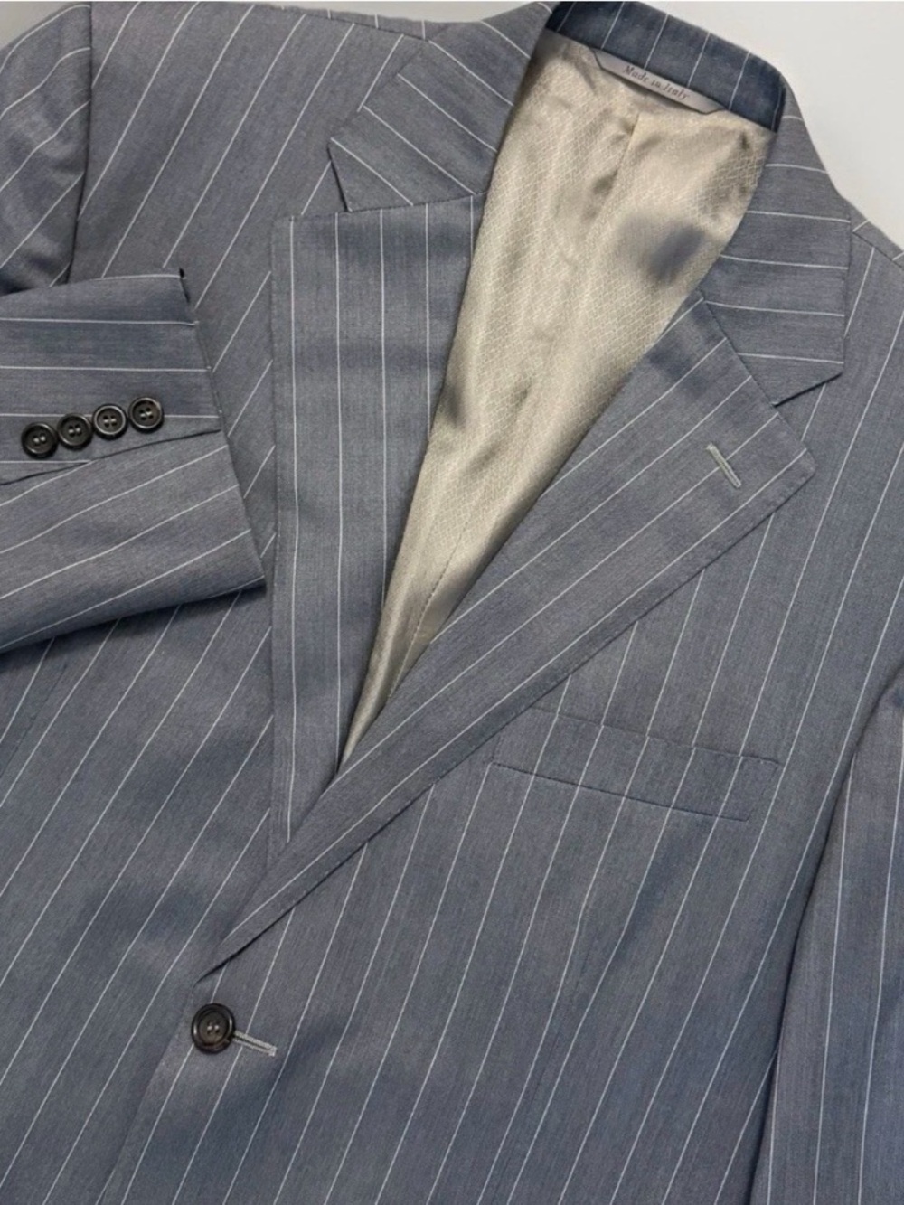 Canali Exclusive Super 150s 42R Blazer Suit Jacket Mid Gray Pinstripe 100% Wool